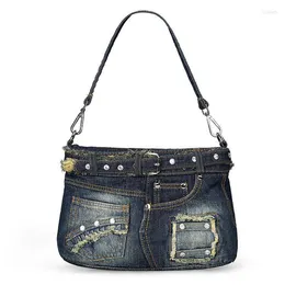 Kvällspåsar lyxhandväskor kvinnor designer messenger vintage casual denim crossbody väska pris säck en huvudbolsos