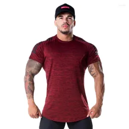 T-Shirts für Herren, elastisch, kurzärmelig, atmungsaktiv, T-Shirt, Sommer, modisch, Fitness, Herren, Fitnessstudios, lässig, eng, Bodybuilding, T-Shirts, Tops