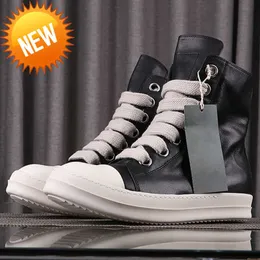High Street Rick Shoes Estilo Minimalista Tênis de Couro Genuíno de Alta Qualidade Renda Jumbo Masculino Casual Owens Designer Botas Femininas7