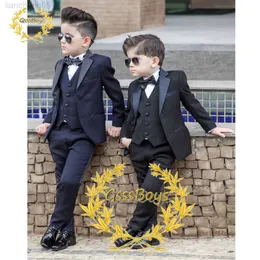 Kleidungssets Jungen Hochzeitsanzug Smoking Formelle Party 3 Stück Kinder Blazer Hosen Weste Junge Hosen Anzug Jacke Komplettes Outfit W0222