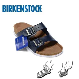 Tyska tofflor designer Birkinstocks Summer Boken Cork Slippers Women's Arizona Boken Double Breasted Flat Heel Beach Sandals 4Ztr