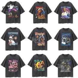 T-shirty męskie vintage Hip Hop T Shirt 90s Kobiety retro umyte 100% bawełniane topy Tupac Palyboi Rapper Tshirt 2023 Hip Hop T-shirt L230222