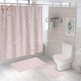 Tende da doccia Rosa Crepa Moda Tenda da bagno Set da bagno Tappetino copriwater Tappetino da bagno antiscivolo Set moderno 180x180 cm