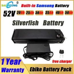 Silver Fish Electric Bike Battery 52V 18650 Samsung 48V 50AH LITYUM PIL PAKETI 30AH FIETSACCU FIETS BATTERIJ 36V 20AH 72V BORSA