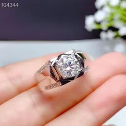 Cluster Rings Moissanite Men's Ring 2CT 925 Silver Beautiful Firecolour Diamond Substitut D.VVS