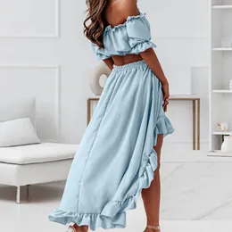 Two Piece Dress 2 PcsSet Fabulous Women Skirt Loose Elegant Summer Twopiece 230222