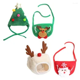 Aparel de cachorro Capéu de Natal e babador fofo | Toalha de saliva para gato de qualidade perfeita vestido de estimação de outono/inverno