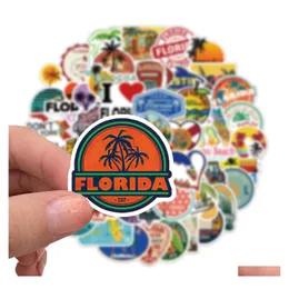 Car Stickers 50Pcs Florida Outdoor Scenery Nonrandom For Bike Lage Sticker Laptop Skateboard Motor Water Bottle Snowboard Wall Decal Dhmgk