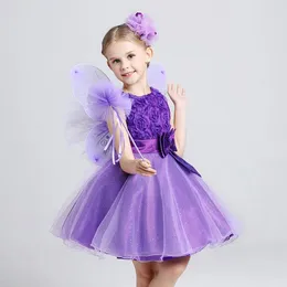 Stage Wear 7 Colors 0-12Y Girls Wedding Dress Festival Party Outfits Children Sleeves Flower Ballet Tutu Dancing Toddler Show Costime