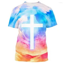 Herren T-Shirts Jumeast 3d Christian Jesus Kreuz Glaube gedruckt T-Shirty Übergroße Hemd Streetwear Casual Chic verkaufen Gothic Clothing