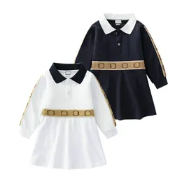 Baby Girls Dress Kids Risvolto College Manica corta Camicia a pieghe Gonna Abbigliamento casual per bambini Borsa per vestiti per bambini