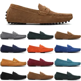 GAI Men Casual Shoes Black Light Blue Red Gray Orange Green Brown Mens Slip on Lazy Suede Leather Shoe Big Size 38-47 Watermelon