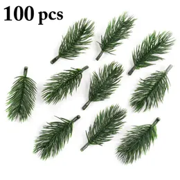 Fiori decorativi ghirlande da 100 pezzi Ornamento dell'albero di Natale Mini aghi di pino artificiale Garland Pine Pine FORNITÀ PER PIANTE DI SIMULAZIONE DI NATALE 230221