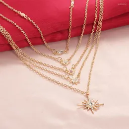 Pendant Necklaces Ornament Six-Pointed Star Necklace Geometric Multi-Layer Clavicle Chain