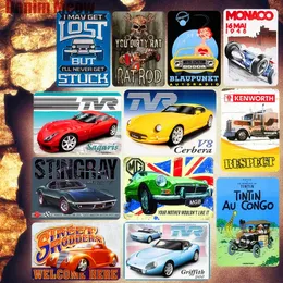 Racing Car Poster Classic Old Car Vintage Metal Tin Signs Garage Car Pub Home Deced