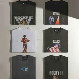 Rocky 2023 Kith Футболка унисекс рубашка мода мода мужчина, женщины, вымытые футболки чистые хлопковые дышащие высококачественные 5wwfik7o