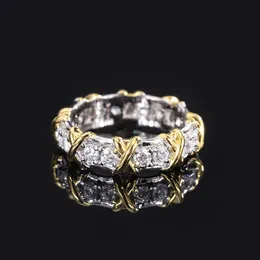 Ny simulering vit diamant mode retro all-match color separation elektropläterad ring kvinnlig s925 silver