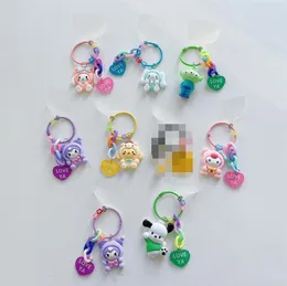 Cute Animation Jewelry KeyChain Kuromi With Love Heart Charm Key Ring Accessories Phone Hanger