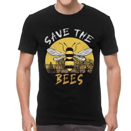 Men's T-Shirts Save The Bees T-shirt Men's Fashion T Shirt Short Sleeve 100% Cotton Beekeeper Tshirt Cool Tee Top 022223H