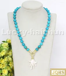 choker natural 18 "10mm round الأزرق الأزري chrysocolla أبيض Reborn keshi pendant قلادة C332