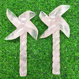 Dekorativa figurer Naturliga kristallfolkshantverk Rose Quartz Windmill Model Children Toys Healing Stone For Home Decoration FGH