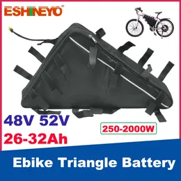 원래 ebike 삼각형 배터리 팩 48V 20AH 35AH 52V 29AH 1000W 1500W 2000W 전기 모터 용 리튬 전기 자전거 배터리