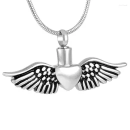 Pendant Necklaces Cremation Jewelry Heart Angel Wing Urn Ash Keepsake Stainless Steel Memorial Necklace