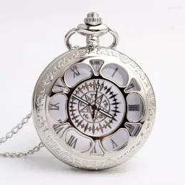 Pocket Watches Vintage Smooth Hollow Silver Full Metal Alchemist Watch Necklace Chain Quartz Womens Men Gifts Orologio Taschino