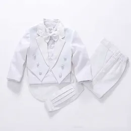 Conjuntos de roupas crianças/crianças meninos formais casamento/smoking ternos 5 pçs preto/branco menino blazer terno casamentos/executar vestido vem ternos do bebê