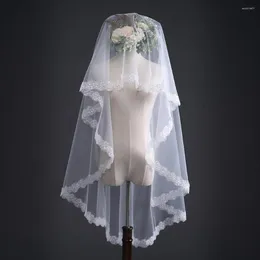 Veli da sposa Semplice morbido tulle Velo da sposa monostrato Waltz 1,5 metri Accessori applique con paillettes avorio bianco per le donne