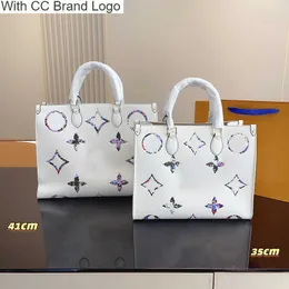 CC Totes feminino Onhego Top Handle Totes Bags Maxi Multi-Color Relessed Leather Outdoor Shopping Shop