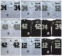 Football Jerseys Ncaa 75th Vintage Football 34 Bo Jackson Jerseys Mitchell Ness 12 Ken Stabler 16 Jim Plunkett 42 Ronnie Lott Jersey