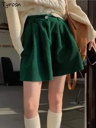 Damen-Shorts für Damen, Retro-Allmatch, minimalistische lockere Frühlings-Cordhose, lässiges Design, koreanischer Stil, Damen-Empire-Mode, Basic 230222