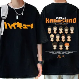 Karasuno Anime Haikyuu Volleyball Club Stampa T-shirt Manica corta da uomo in puro cotone T-shirt casual Oversize Haruku Streetwear 933