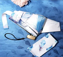 Luxe Ultralight Mini Vinyl Flat 5 Vouwbare regen Paraplu Portable Zomer Outdoor Pocket Girls Gift Sun Parbrella1025140