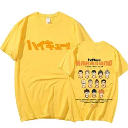 Haikyuu karasuno anime voleybol kulübü baskı tişörtleri erkekler kısa kollu saf pamuklu gündelik tişört büyük boyutlu haruku sokak kıyafeti 401