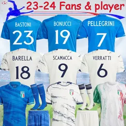 2023 Bonucci italys Soccer Jerseys Home Away 23 24 Jorginho Insigne Verratti Men Kids Kit Chiesa Barella Finals Chiellini Pellegrini Immobile Football Shirts