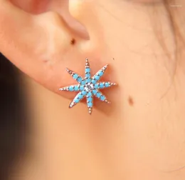 Stud Earrings Top Quality Delicate Shiny Snowflake Earring Micro Pave Tiny Blue Stone Star For Women Christmas Gifts Jewelry