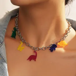Anhänger Halsketten Ins Choker Hip-Halskette Armbänder Twist Kette Cartoon Acryl Dinosaurier Schlüsselbein Für Frauen Mode Schmuck
