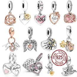 925 pund Silver New Fashion Charm P￤rlor, dr￶mp￤rlor f￶r mor och familj som h￤nger, kompatibel med det ursprungliga Pandora -armbandet