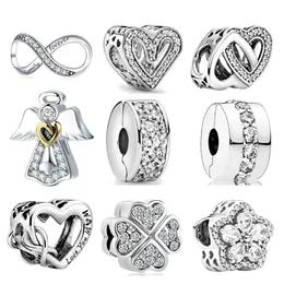 925 Sterling Silver New Fashion Charm 925 Sterling Silver Heart-shaped Beads, Shiny Accessories, Compatible with The Original Pandora Bracelet