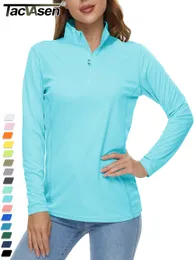 Malhas femininas Tees tacvasen upf 50 rápida seca manga longa t camisetas femininas anti-UV/proteção solar camisas de proteção contra caminhada camisetas de pesca ao ar livre 230222