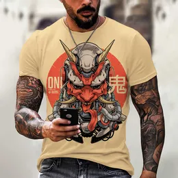 Camisetas masculinas camiseta masculina japonesa samurai bushido ghosts and gods Novo padrão poliéster homens usam camiseta curta roupas de camiseta em rodada 022223h