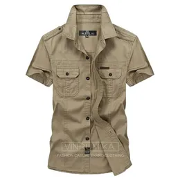 Plus Size M-5xl Summer Men's Casual Brand Kurzarm Shirt Mann 100 %reine Baumwolle AFS Jeep Khaki Shirts Armee Green Clothing 286p