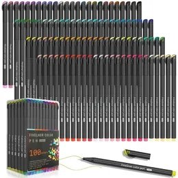 Suluboya Fırça Kalemleri 100 Renk Günlük Kalemleri Renkli İnce Noktalı Kalemler Fineliner Not Alma Kalemi Takvim Gündemi Sanat Projeleri Malzemeleri Karalama Defteri 230222