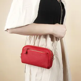 이브닝 가방 Johnature 2023 간단한 정품 가죽 여성 어깨 다목적 휴대 전화 체인 가방 패션 큰 클러치 월 트레 벤딩
