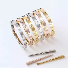 Love Silver Bracelet Designer Jewelry Gold Bangle Brangle Bracelet Окрутнявая браслеты титановые сталь 4CZ для женщин Мужские вечеринки Дизайнерские браслеты браслеты