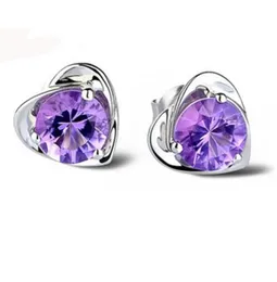 New Crystal Cubic Zirconia Love Heart Stud Earrings Wedding Earrings Fashion Jewelry Women Gifts Will and Sandy Drop Ship 1707664179618