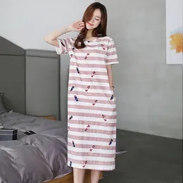 Casual klänningar kvinnors sömnkläder nattklänningar Sommarmjölk Silk Pyjamas Ladies Home Wear Printed Nightdress Short Sleeved Shirt Dresscasua