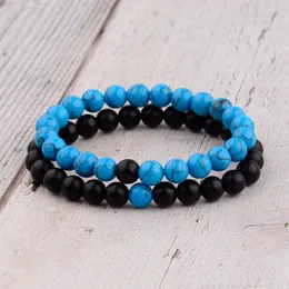 Strand 2pcs/سوار المسافة المحددة للنساء الرجال Blueblack Stone Yoga Energy Energed Beaded Bracelets Homeleds Wab241